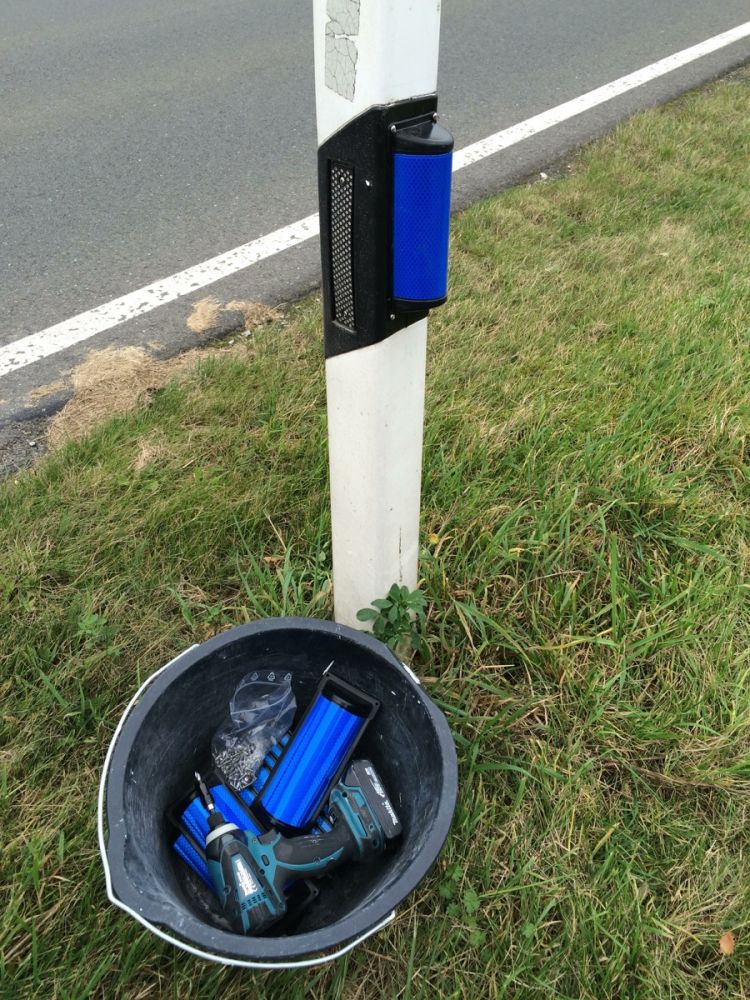 Wildwarnreflektoren an der Wolbecker Str.
